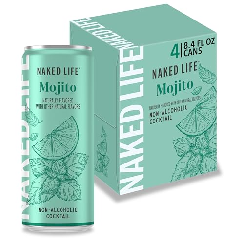 Naked Life Non-Alcoholic Drinks, Mojito - Low Calorie Alcohol-Free Spirits with Zero Sugar - 8.4 Fl Oz Cans, Pack Of 4