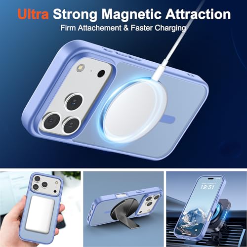 Image of SUPFINE Magnetic for iPhone 17 Pro Case (Compatible with MagSafe)(Military Grade Drop Protection) Translucent Matte Shockproof with Anti-Fingerprint Phone Cover 2025,Blue Purple