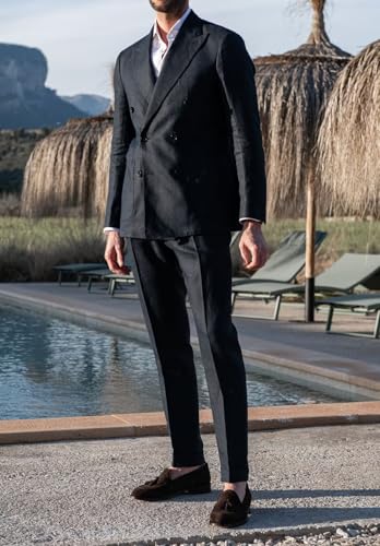 Linen Men's Lightweight Casual Blazers Sport Coats Double Breasted Wedding Suit Blazer Jackets3