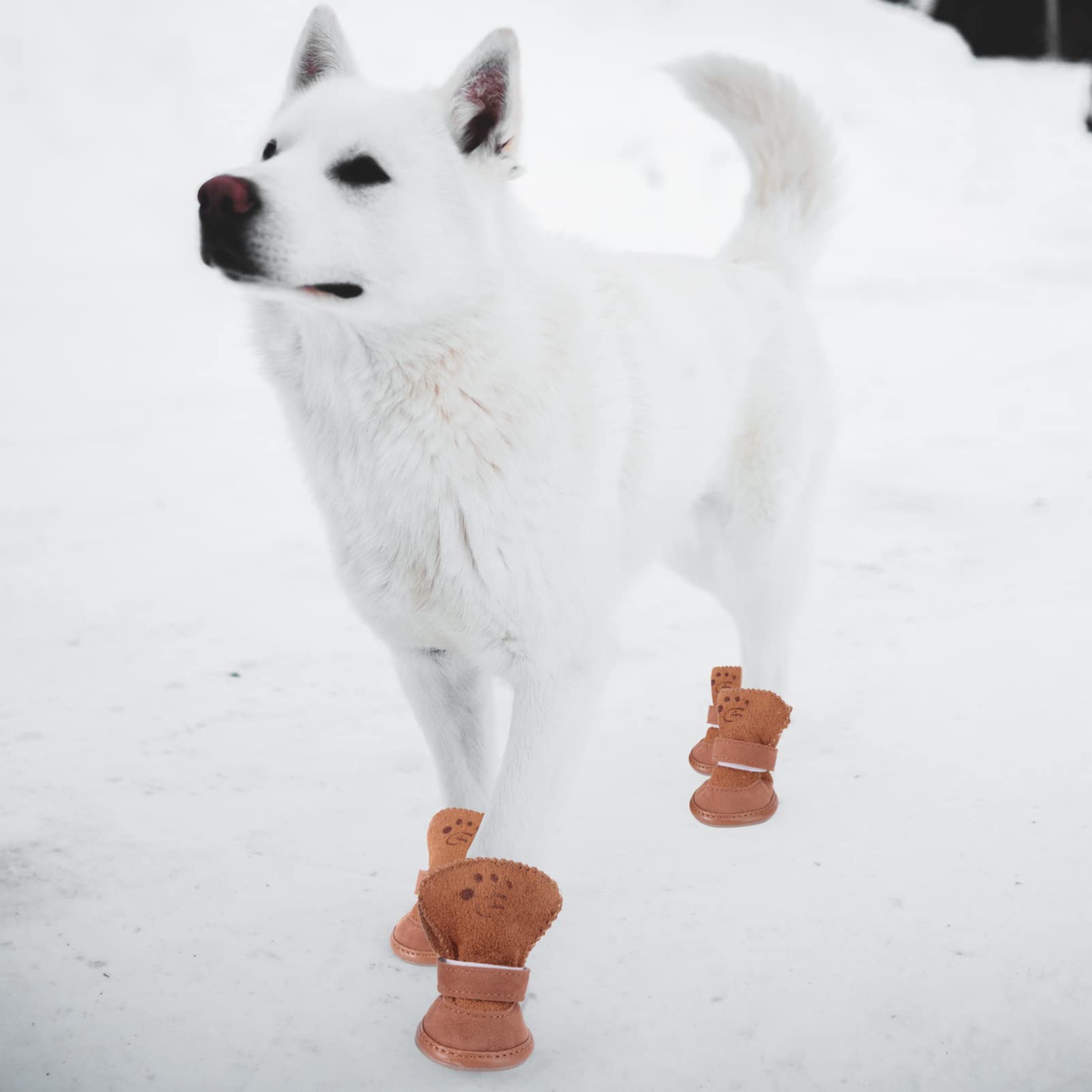 VANZACK 12pezzi Scarpe Invernali per Cani Stivaletti Pile Antiscivolo XXL per Protezione Condizioni Climatiche Avverse Colore caffè per Passeggiate e attività all Aperto