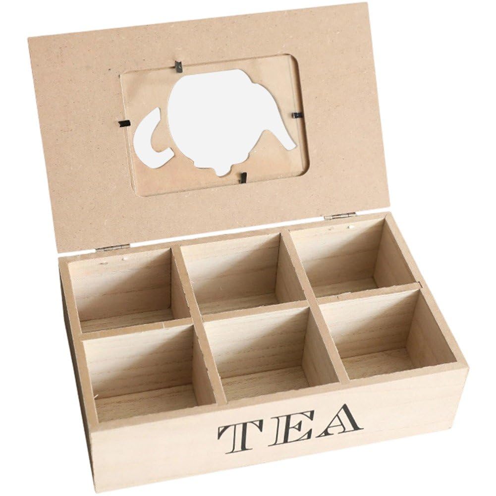 Fituenly Wooden Tea Bag Organizer, Portable Tea Chest Storage Box Spice Packets Container for Kitchen, Office, Home Decor