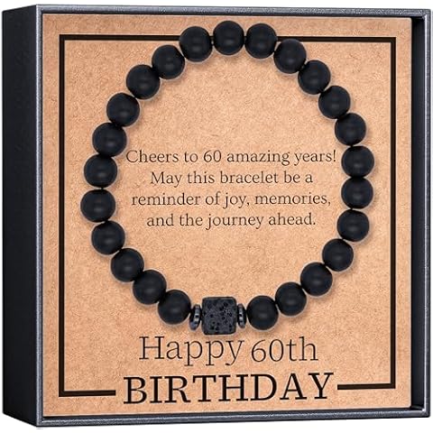 OLGAS GEMS 60th Birthday Gifts for Men - Mens Bracelet With Sentimental Card Included - Unique 60th Birthday Gifts for Dad or Husband Cover