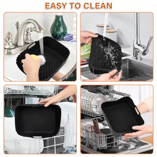 YJDM Airfryer Silikonform Zubehör für Tefal EY9018 Dual Easy Fry 5,2/3,1 L, Moulinex 8,3 L, Cecotec 5,5/3,5 L Körbe, DMS 6L/4L, Luftfritteusen Zubehör für Doppelkammer Heißluftfritteuse Dual