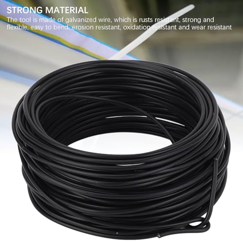 Alambre de atar de hierro galvanizado 1.5mm x 20m boca redonda, alambre metálico flexible para cable PVC de telecomunicaciones, fuerte y flexible (Negro) miniatura 6