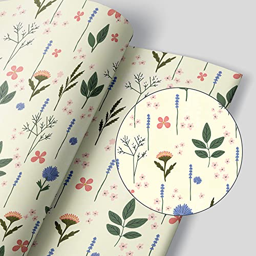 Papier peint adhésif jaune floral repositionnable pour meubles