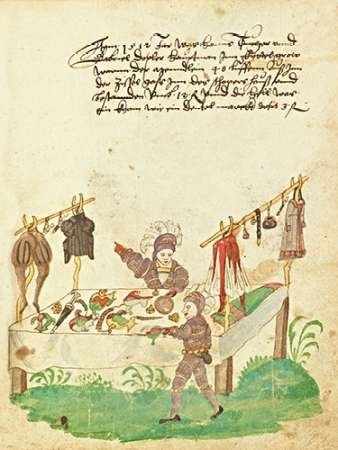 Sentirsi a casa TELA-TELA-Civic-festival-of-the-Norimberga-Schembartlauf-Abbigliamento-Tavola-Tedesco-XVI secolo-museo-Fine Art-stampa-incorniciato-su legno-barre-cm_35x27_in