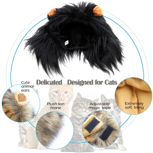 RosyLife Peruca De Juba De Leão Para Fantasia De Gato, Animal De Estimação Ajustável, Lavável, Confo