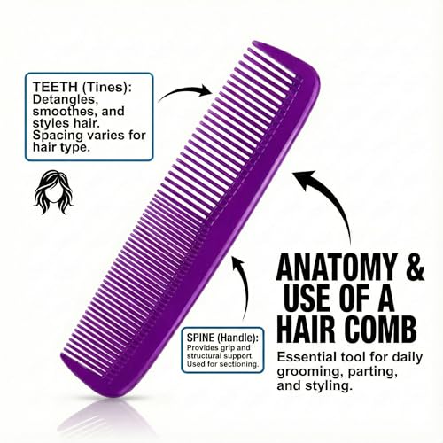 Gadgetime USA 5-Pack Peines de Dientes Finos Plástico Morado miniatura 2