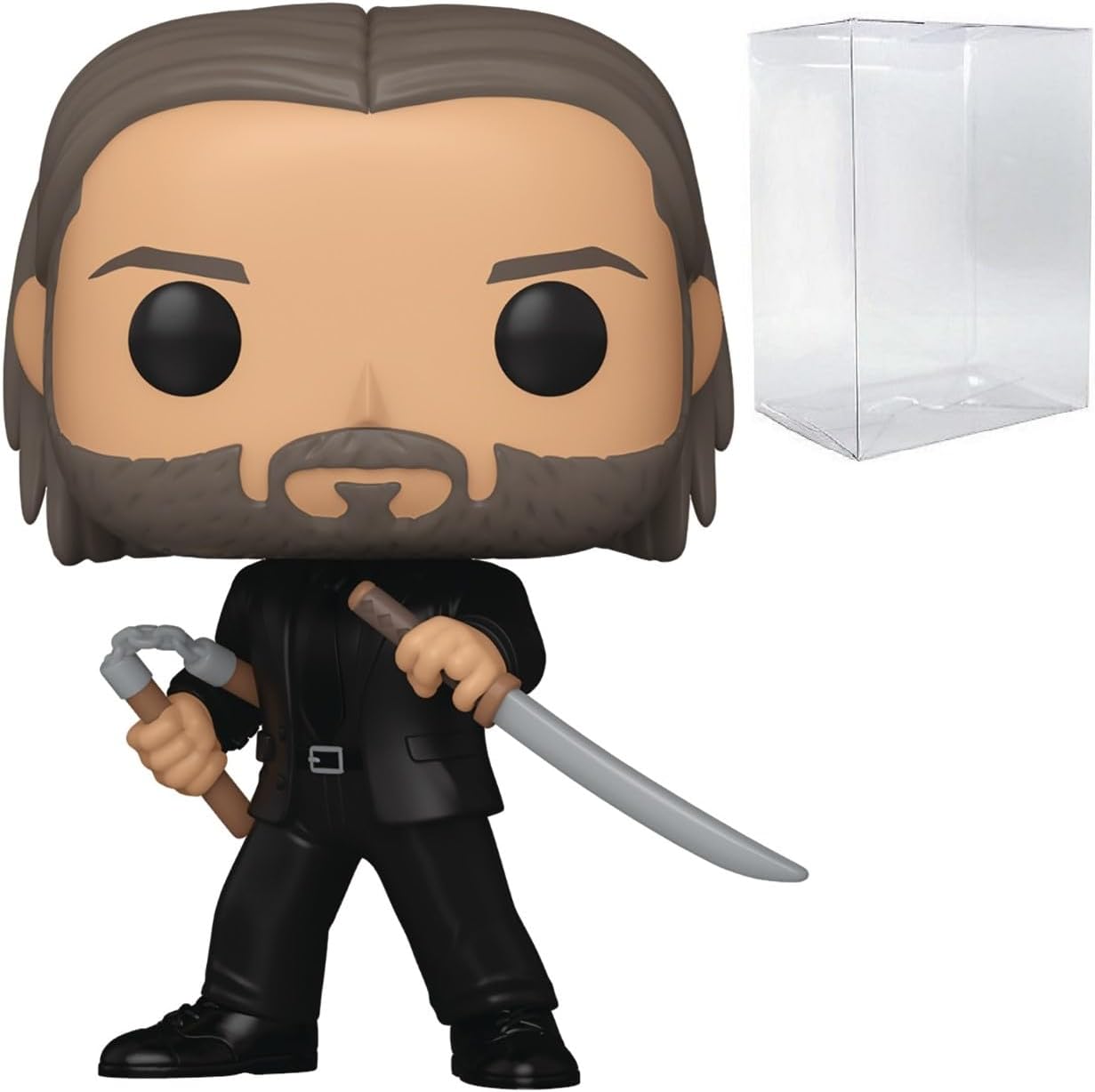 POP Movie: John Wick Chapter 4 - John Wick with Sword & Nunchucks Funko Vinyl Figure (Bundled with Compatible Box Protector Case), Multicolored, 3.75 inches