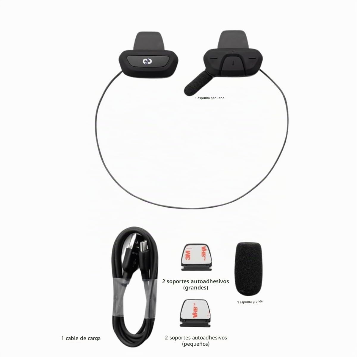 ROAMEE Manos Libres Bluetooth Legal Casco Bici y Patinete | Manos libres y intercomunicador Bluetooth 5.1 para casco. Uso 100% legal con altavoces Open-Ear externos.