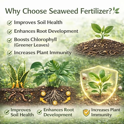 Image of Indian Gardens - Seaweed Fertilizer 1 Kg | Organic Seaweed Extract | Plant Growth Booster, Root Enhancer & Flowering Booster | For Indoor, Outdoor & All Plants