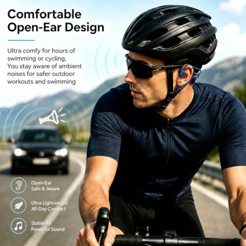 Image of Swimming Headphones Underwater, Open Ear Lap Swimming Earbuds Bluetooth6.0