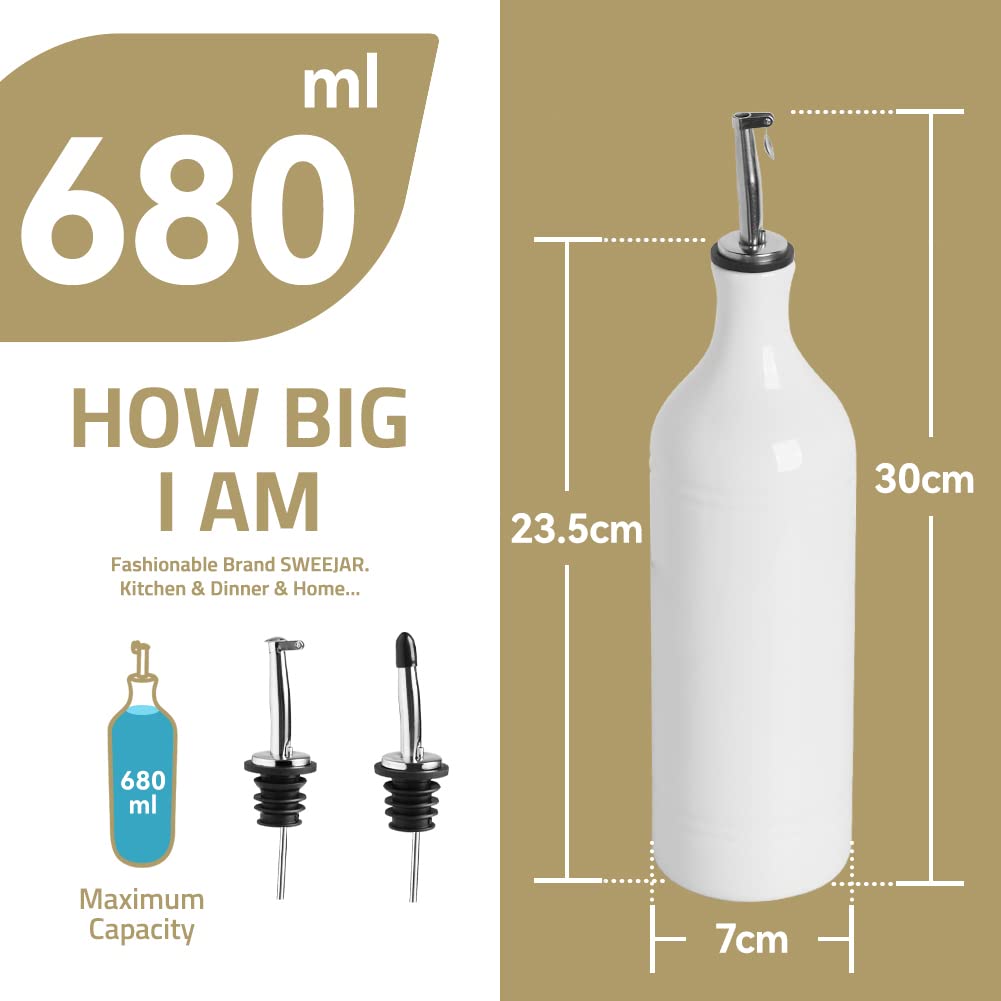 Premium Quality Keramische flessen, ideaal voor likeur, tincturen, wijn, met of olie, fles, oliefles met kurk, 750 ml, zwart