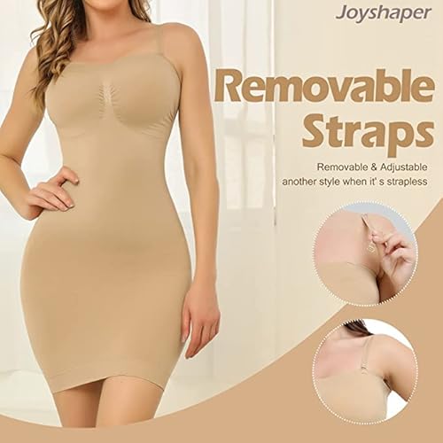 Joyshaper Strapless Shapewear Slip For Women Under Dress Full Slips Dress Tummy Control Camisole Body Shaper Seamless Beige #TOP2