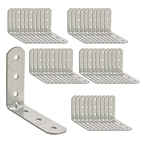 OMIdeas 50 x Équerre de Fixation (40 x 40 x 16) Support d'angle Droit en forme de L, Équerre Angle 90 Degrés en Acier, Équerre étagère, Équerre de Coin Cover