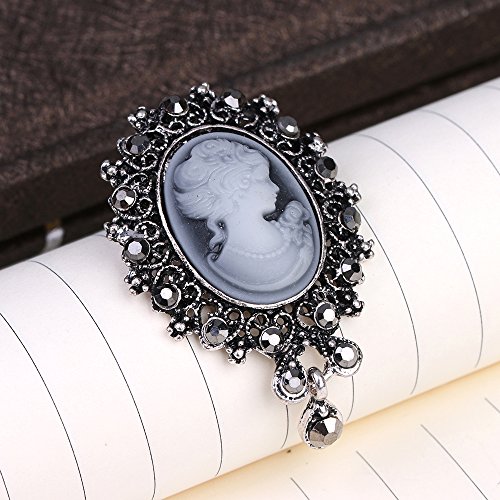 Image of lureme Vintage Elegant Victorian Lady Beauty Cameo with Crystal Brooch Pin (br000017)