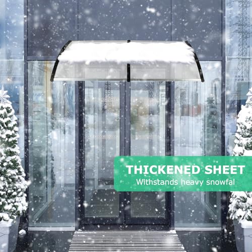 80\" x 40\" Window Door Awning Canopy, Polycarbonate Entry Door Outdoor Window Awning Exterior, Front Door Overhang Awning for Sun Shutter, UV, Rain and Snow Protection, Hollow Sheet (Clear Board)
