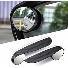 QODOLSI 2 PCS Car Rearview Blind Spot Mirror Rain Eyebrow Integrated, 2-in-1 Carbon Fiber Rain Eyebrow Reflective Protection Shield, Adjustable Expanded View Reversing Mirror, Universal Car Black