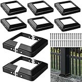 Tandefio 8 Pcs 4x4' Metal Post Skirt with Screw, Split Style Post Skirt Sleeves Base Cover, Porch Columns Wraps Black Base for Fence Stair Wood Hand and Stair Rails (Internal Size 3.5 x 3.5')