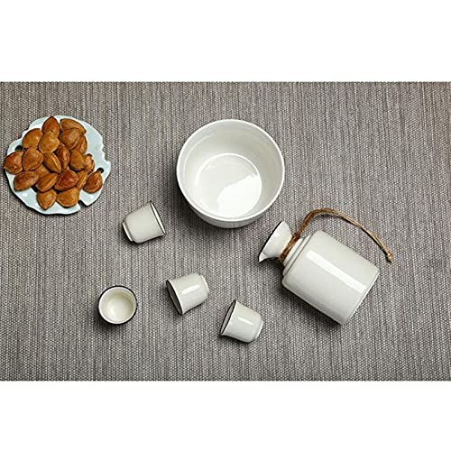 Rvvk Porcelain Hot Japanese Sake Set, 1X Wine Bottle, 4X Cup, 1X Warm (Ice) Bottle, Gift Box #TOP4