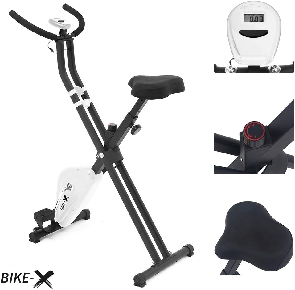 ESPRIT BIKE-X Fitness Belt Driven Foldable Exercise Bike Fitness Cardio Workout Weight Loss Machine (White)