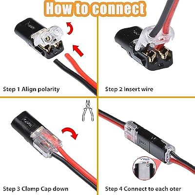 Two-Wire Connector with Locking Buckle, Double-Wire Plug-in Connector with Locking Buckle, 2 Pin 2 Way Compact Wire Terminals, Quick Splice Wire Wiring Connector for AWG 22-18 (10PCS)