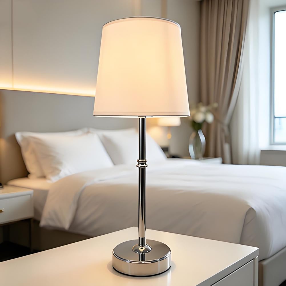 AoLa Lampada da tavolo vintage wireless, lampada da tavolo a batteria lampada da comodino dimmerabile touch control senza cavo Lampada a batteria ricaricabile USB da 1800mAh Comodino,Argento