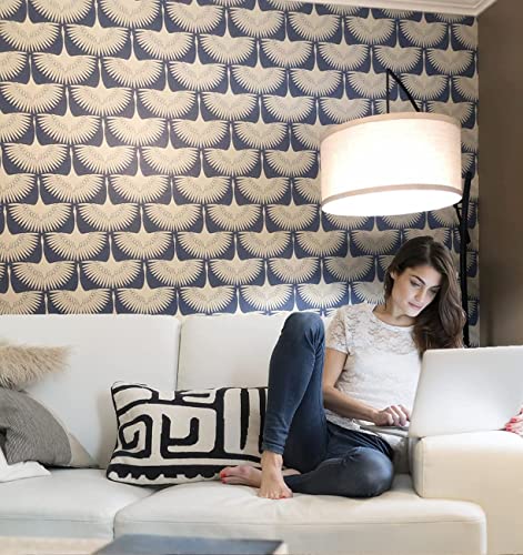 Denim Blue Removable Peel And Stick Wallpaper Feather Flock Wallpaper Removable 78.7"X17.71" Waterproof Removable Furniture Vinyl Film For Kitchen Furniture Countertop Diy Self Adhesive Contact Paper #TOP5