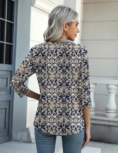 Image of Zeagoo Womens Blouse Casual 3 /4 Length Sleeve V Neck Basic T-Shirts Spring Summer Cute Tunic Tops Business Work Tees