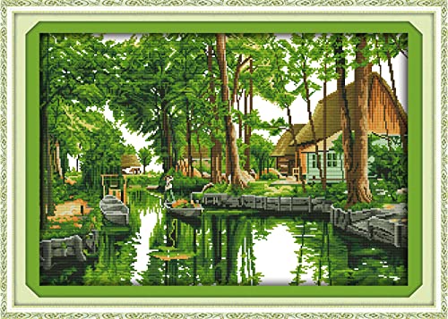 Kit Point de Croix Ruisseau des Bois Broderie 11CT Estampé 40x50 cm