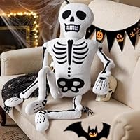 Lanpn Halloween Totenkopf Kissen für Geschenk Party Bett Sofa Couch Innenbereich Halloween Deko Dekoration (Weiß, 107x38cm)