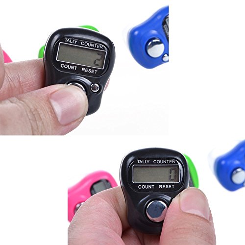 Contador electrónico de dedos LCD reiniciable de 5 dígitos, 8 unidades (negro, rosa fuerte, verde, azul) miniatura 3
