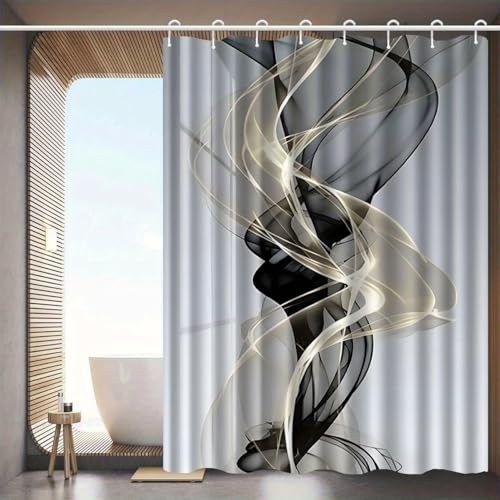 Rideau de salle de bain en polyester imperméable avec crochets 140x210