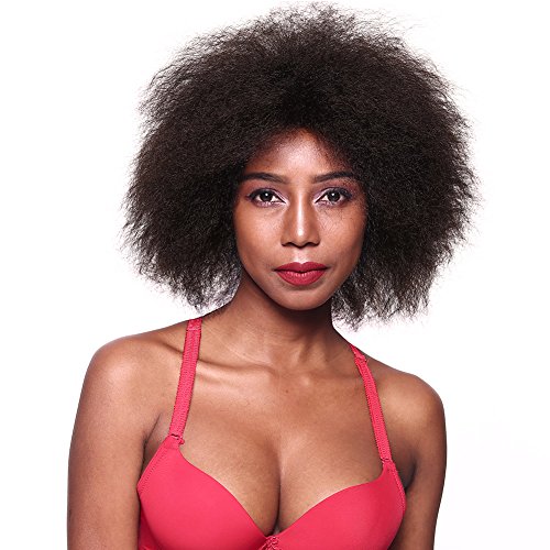 GOTTA Short Medium Length Curly Synthetic Wigs for Black Women 6'' Heat Resistant Women's Full Hair Replacement Wig Yaki Center Part High Density Natural Black(#1b)