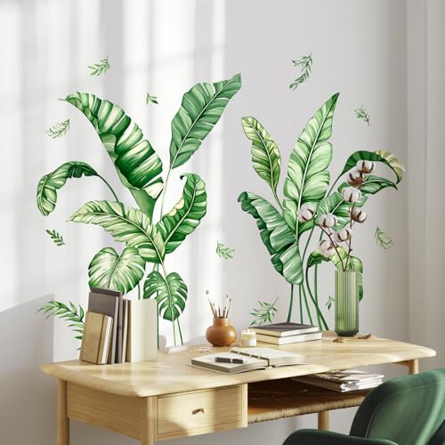 Pegatinas de Pared Tropical Palma Hojas, Vinilos Decorativos Pared Grandes Plantas Verdes, Adesivos Paredes Decoración para Salon Pasillo Oficina Sofá Fondo Muro
