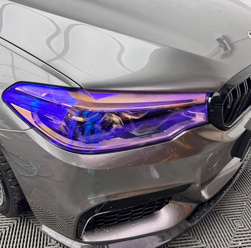 Image of HOME13 Self Adhesive Auto Car Tint Headlight Taillight Fog Light Vinyl Smoke Film Sheet Sticker Cover Car & Bike Protection Film (Chameleon Purple, 12x80 Inch)