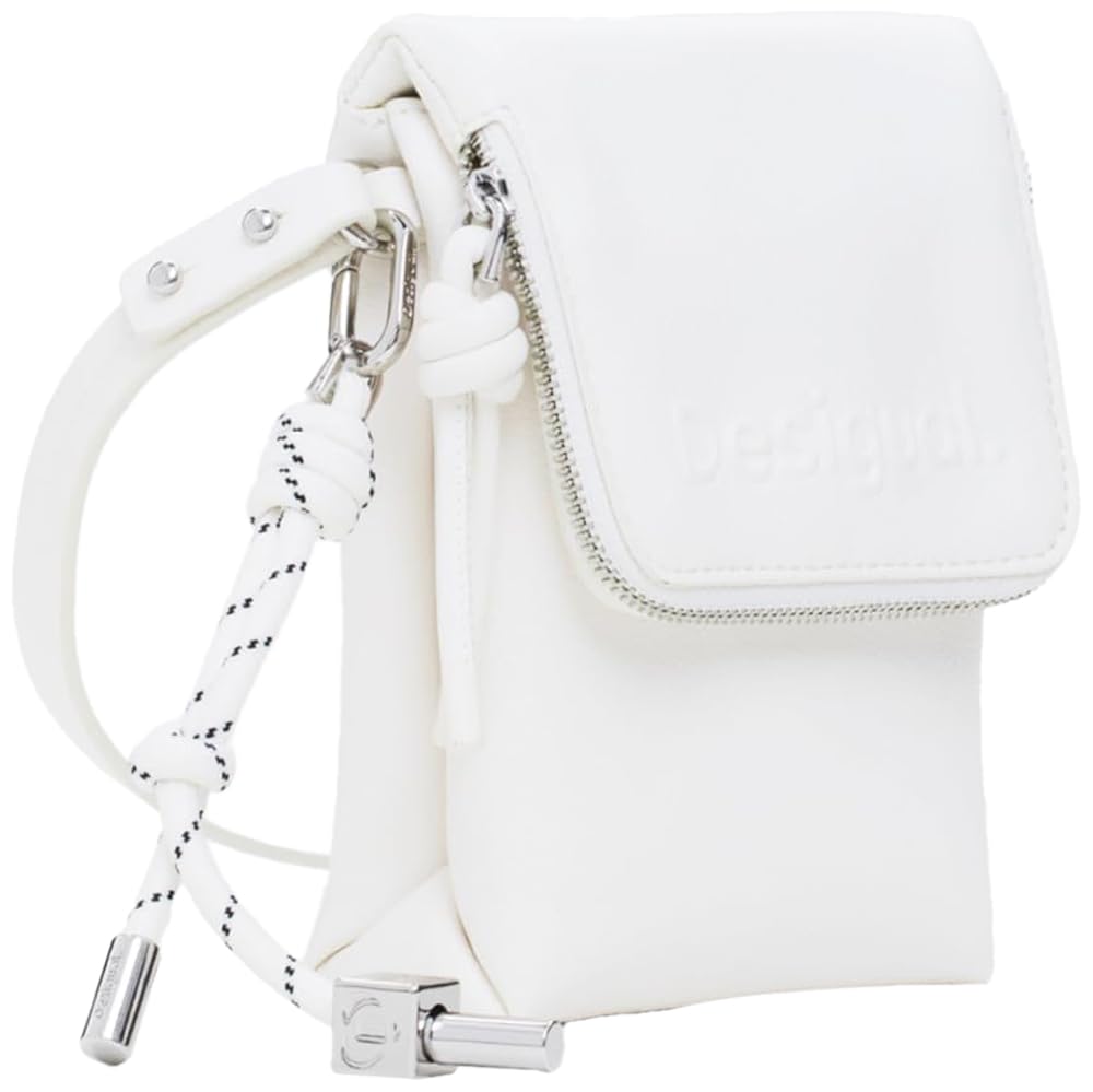 Desigual Women's Mone_Half Phone Ecru Bi-Fold Wallet, White/Dark Grey Heather, 12