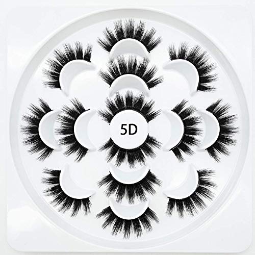 5D mink false eyelashes extensions dramatic long wispies fake lashes for women's makeup handmade soft eyelash,7PACK