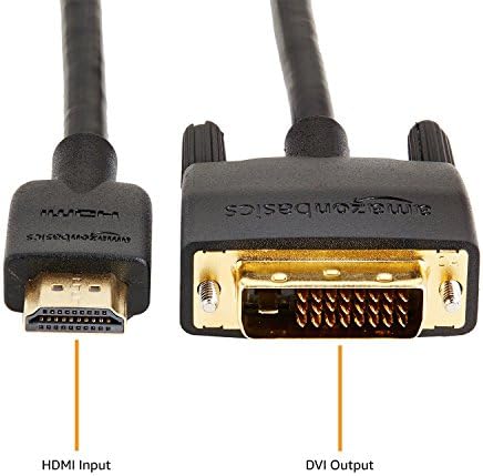 Amazon Basics HDMI to DVI Adapter Cable, Bi-Directional 1080p, Gold Plated, Black, 3 Feet, 1-Pack