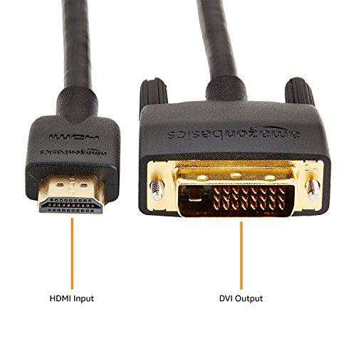 Amazon Basics HDMI to DVI Adapter Cable, Bi-Directional 1080p, Gold-Plated, 6 ft, Black, 36-Pack by Amazon Basics - Image 2