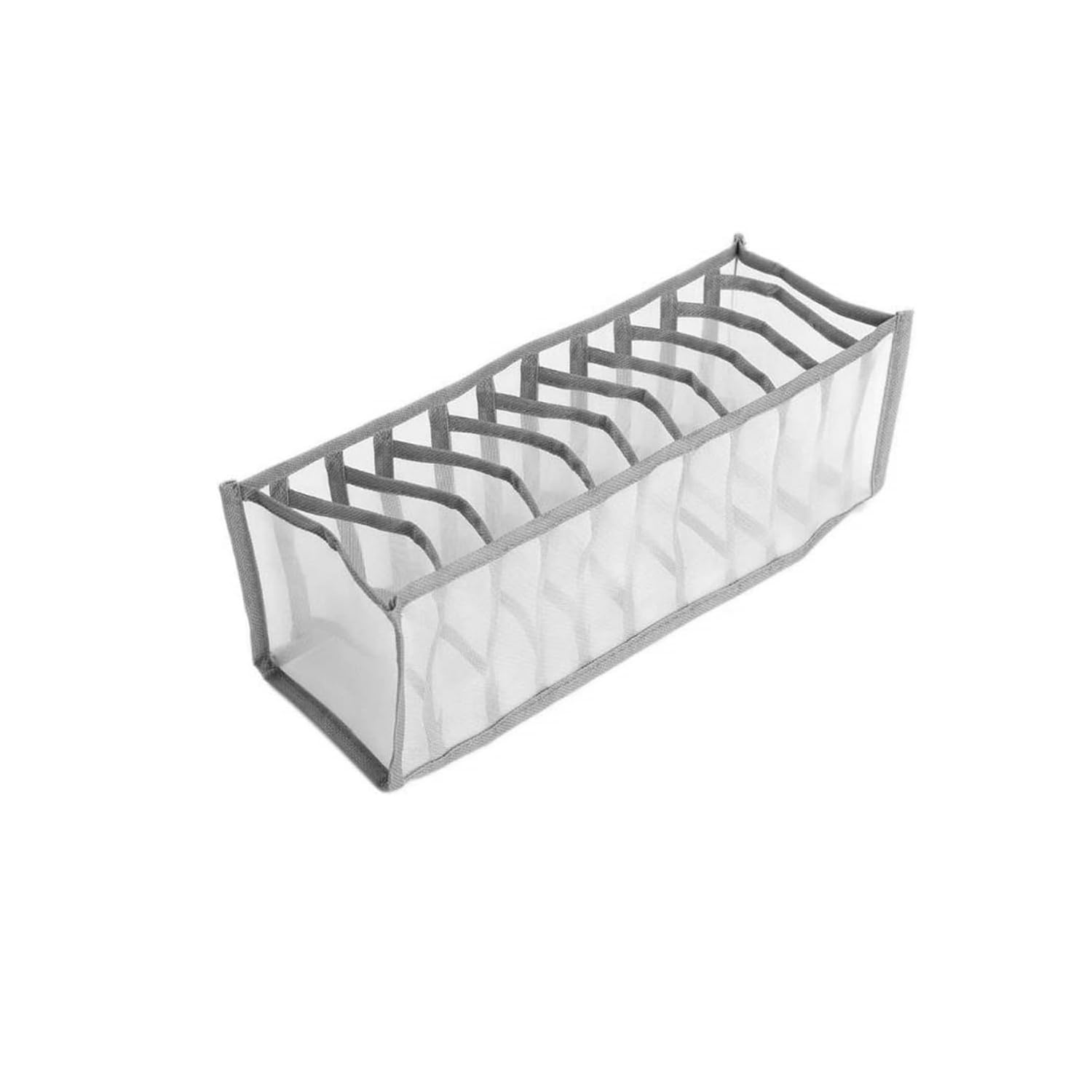 Gaomumu Grey 11-Grid Non-Woven Fabric Drawer Organiser Box, Foldable Underwear Storage Compartment, Washable Reusable Wardrobe Dividers, Suitable For Bars, Socks, Ties, Scarves, Belts(1Pcs)