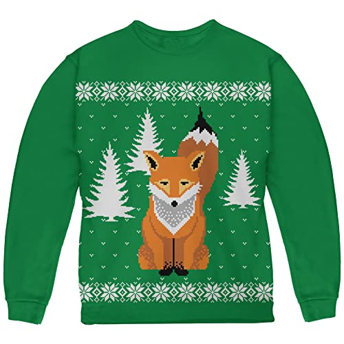 Big Fox Ugly Christmas Sweater Green Youth Sweatshirt