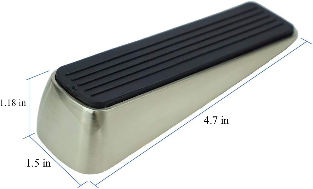Door Stoppers – 4 Pack Satin Nickel Heavy Duty Nonslip Door Stoppers Wedge with Premium Rubber for Carpet Heavy Duty Door, Bottom of on Tile, Concrete, Carpet, Wooden Floor