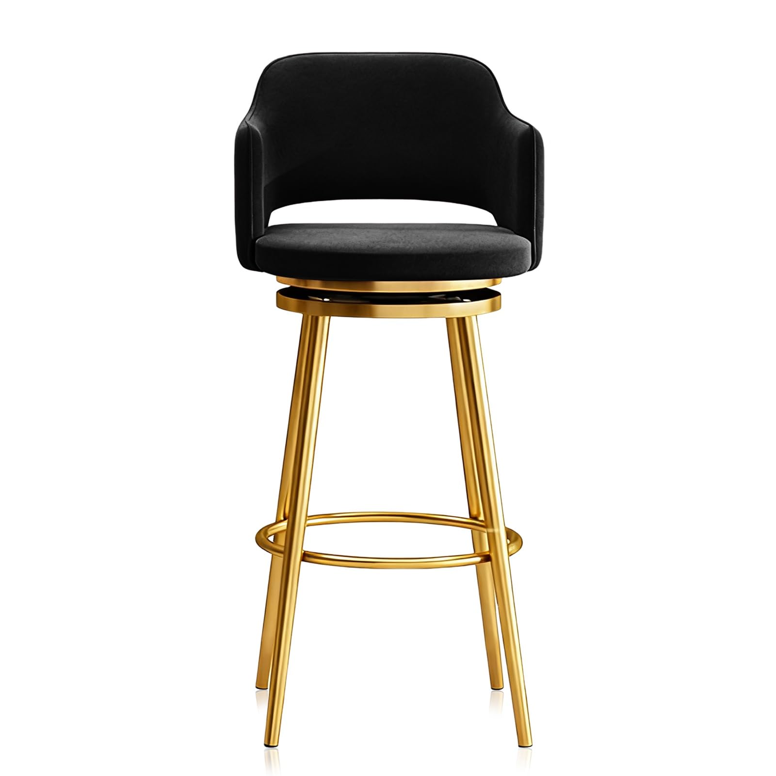 Tabouret haut de cuisine élégant avec dossier velours et structure métallique robuste