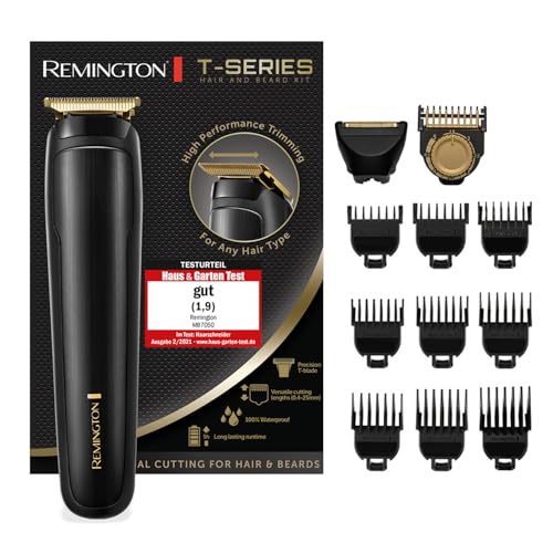 Remington Tondeuse Barbe et Cheveux [Tond Rase Stylise] T-Series (Lame T, Performance & Précision Pro, 9 Sabots ajustables 1,5-25mm, Secteur/Sans fil,Wet&Dry, Autonomie 5H) Tondeuse électrique MB7050