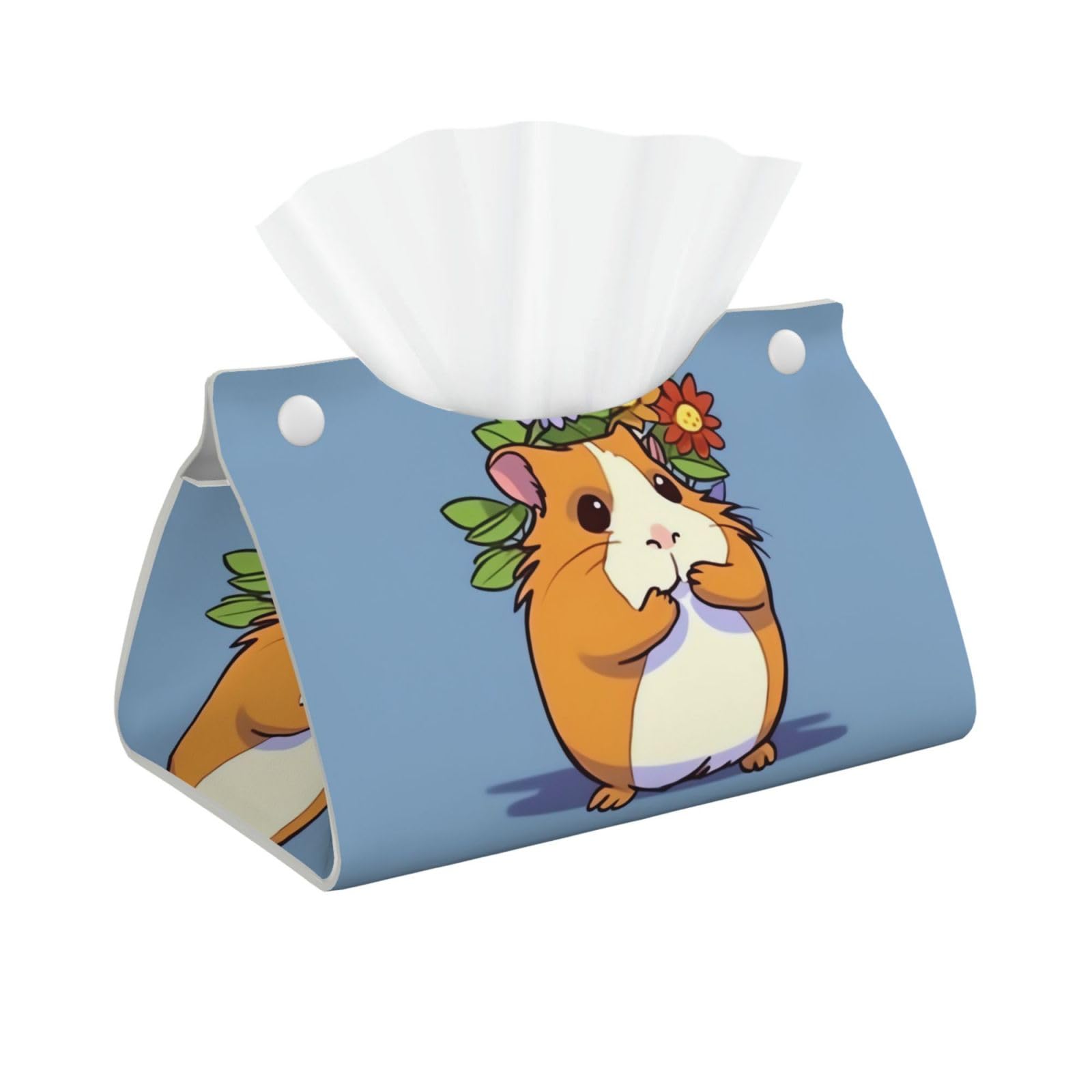 Pu Leather Tissue Box Cover, Smiling Rectangle Tissue Case Covers Decorative Tissue Box Holder Waterproof Tissue Holder Organizer for Bathroom Home Office