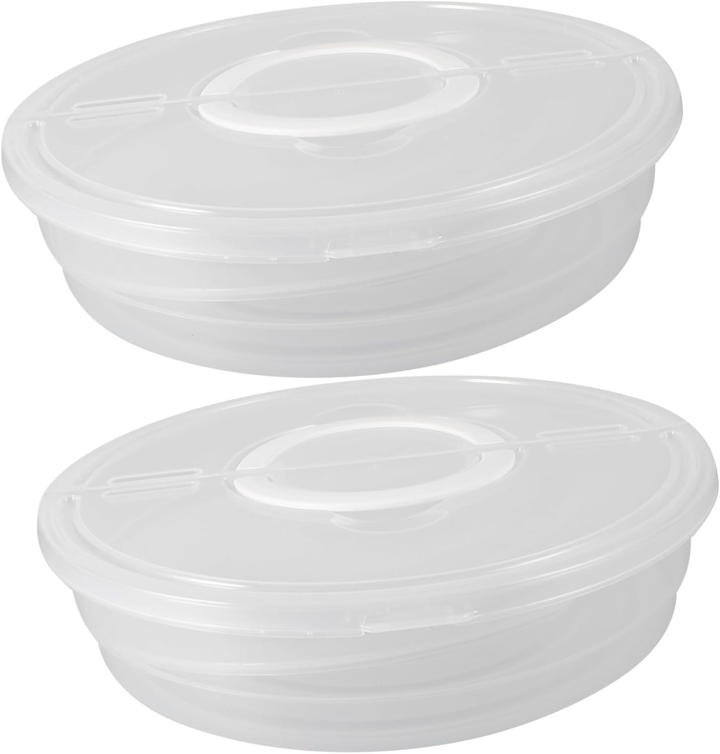 2pcs Pizza Food Storage Containers Lids for Leftover Pizza Carriers for Transport Reusable Space-saving Microwave Dishwasher Safe