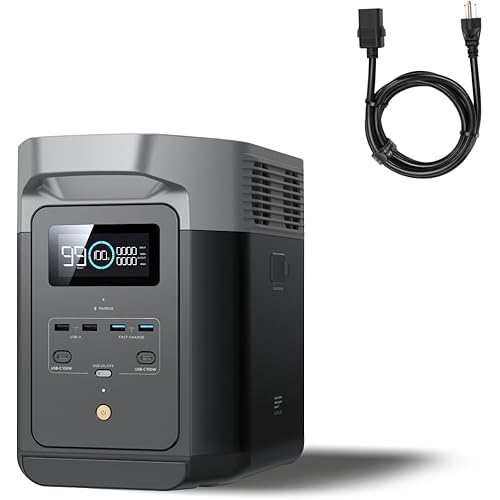 EF ECOFLOW Portable Power Station DELTA 2, 1024Wh LiFePO4 Battery, 1800W AC/100W USB-C Output, Solar Generator for Home Backup Power (Solar Panel Optional), Camping & RVs (AC Cable Included)