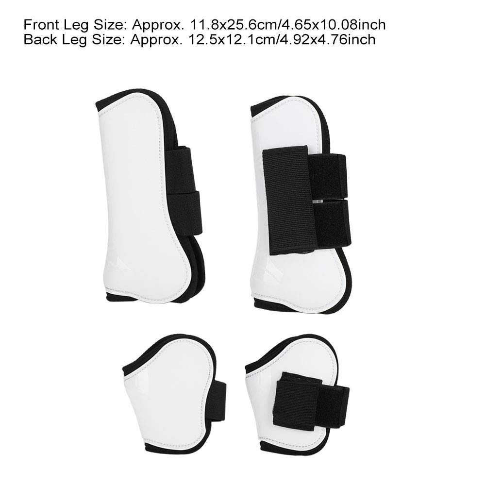 4 Pezzi Paragambe del Cavallo, Paratendini del Cavallo, Paranocche del Cavallo, Guscio in PU Bianco Protezione della Gamba Anteriore del Cavallo Protezione Avvolgente Attrezzatura