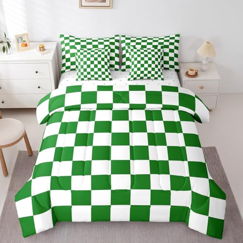 Feelyou Checkered Retro 7 Piece Bedding Set Teen Women Men